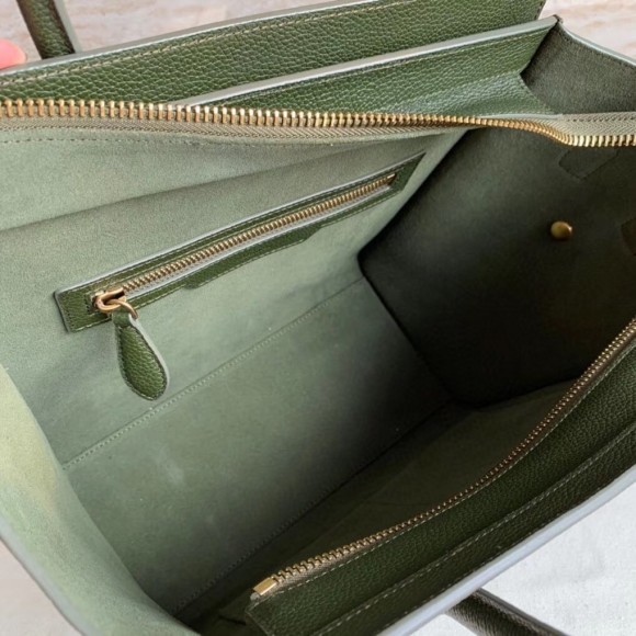 Ce**e micro luggage tote bag in khaki green drummed calfskin