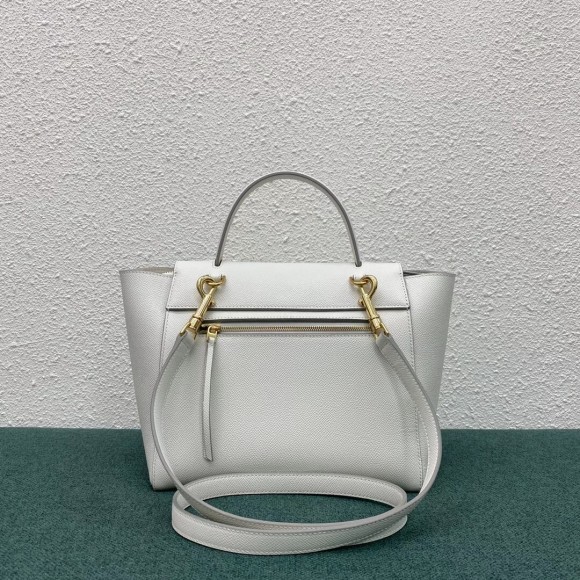 Ce**e micro belt bag in white grained calfskin