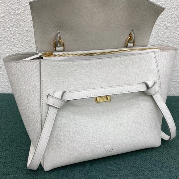 Ce**e micro belt bag in white grained calfskin