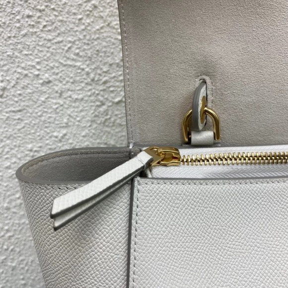 Ce**e micro belt bag in white grained calfskin