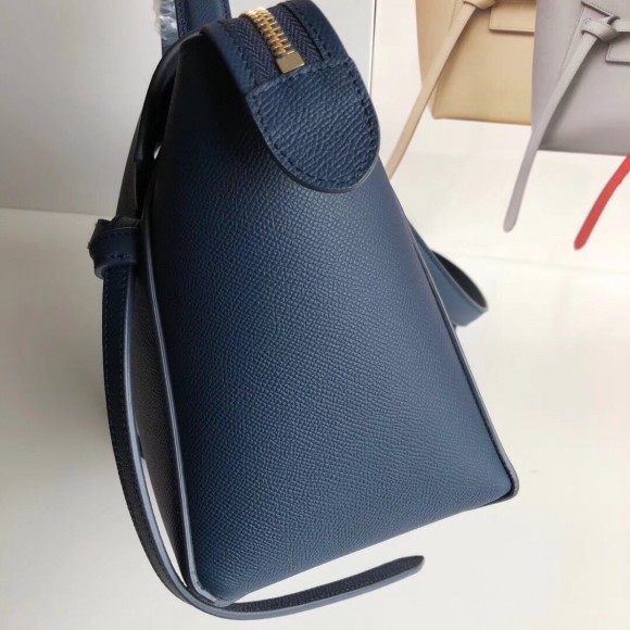 Ce**e micro belt bag in navy blue grained calfskin