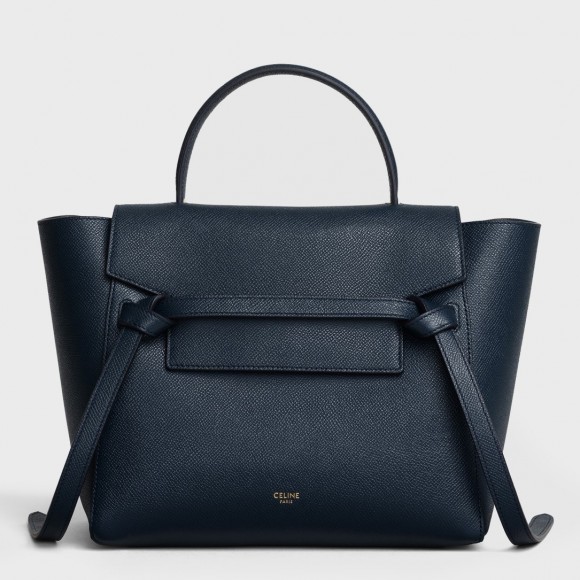 Ce**e micro belt bag in navy blue grained calfskin