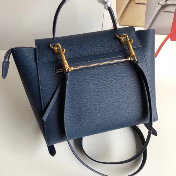 Ce**e micro belt bag in navy blue grained calfskin