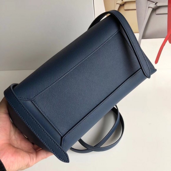 Ce**e micro belt bag in navy blue grained calfskin