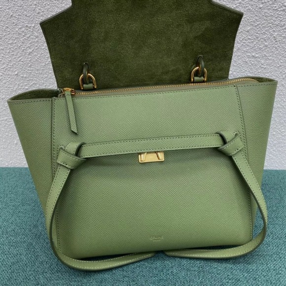 Ce**e micro belt bag in light khaki grained calfskin