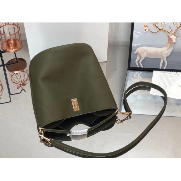 Ce**e bucket 16 bag in dark olive grained calfskin