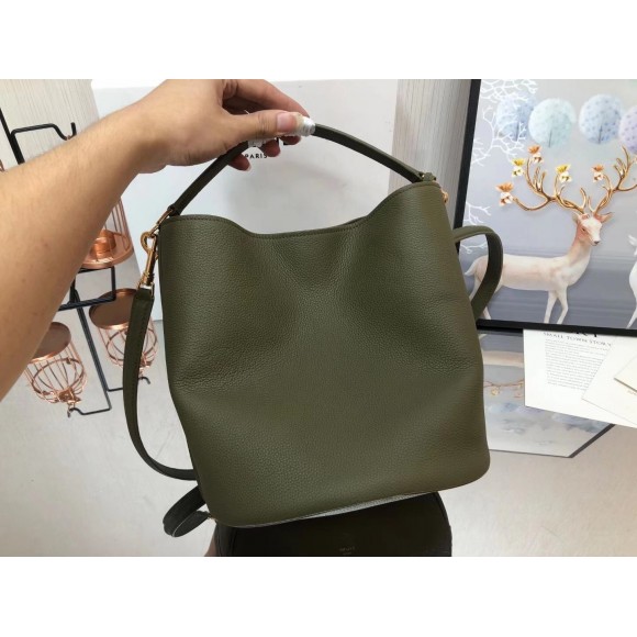 Ce**e bucket 16 bag in dark olive grained calfskin