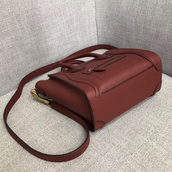 Ce**e nano luggage tote bag in ruby drummed calfskin