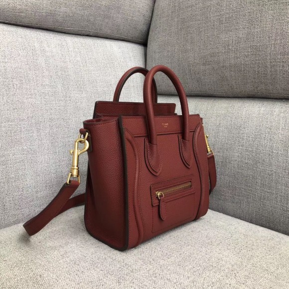 Ce**e nano luggage tote bag in ruby drummed calfskin