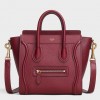 Celine Nano Luggage Tote Bag In Ruby Drummed Calfskin