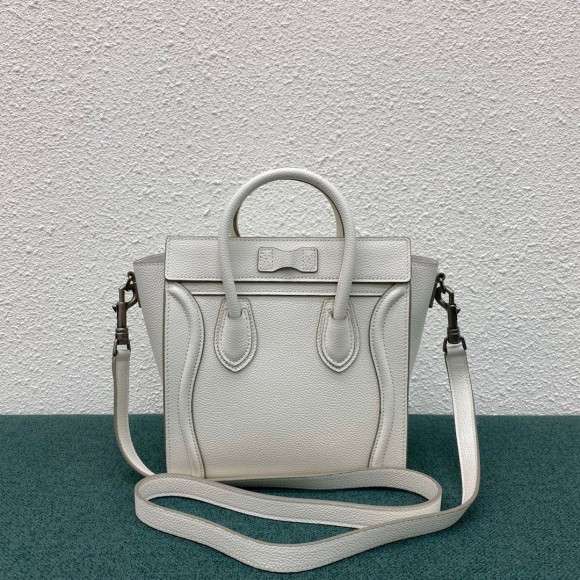 Ce**e nano luggage tote bag in white drummed calfskin