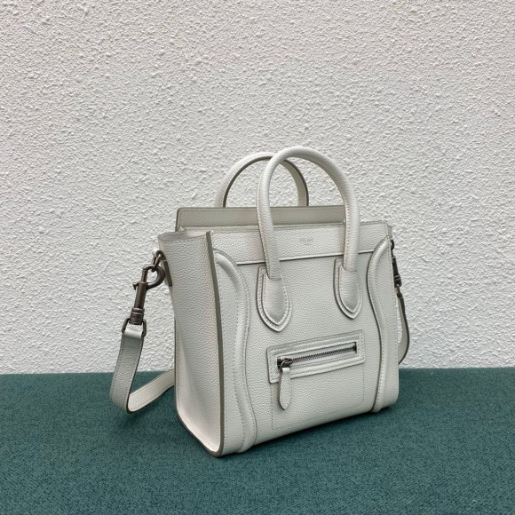 Ce**e nano luggage tote bag in white drummed calfskin