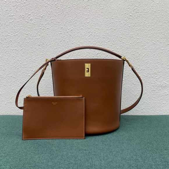 Ce**e bucket 16 bag in brown smooth calfskin