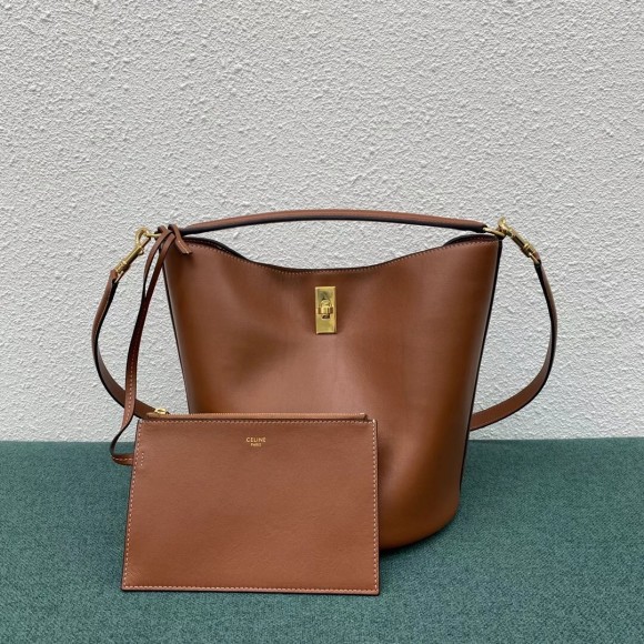 Ce**e bucket 16 bag in brown smooth calfskin