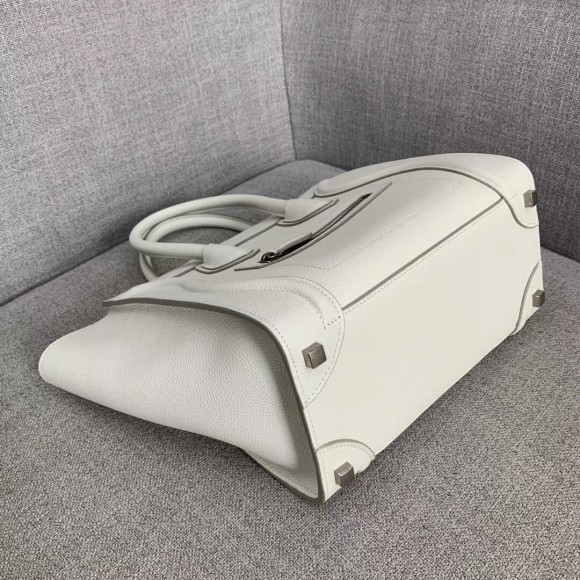 Ce**e micro luggage tote bag in white drummed calfskin