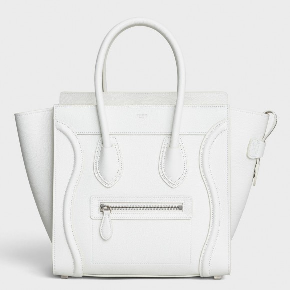 Ce**e micro luggage tote bag in white drummed calfskin