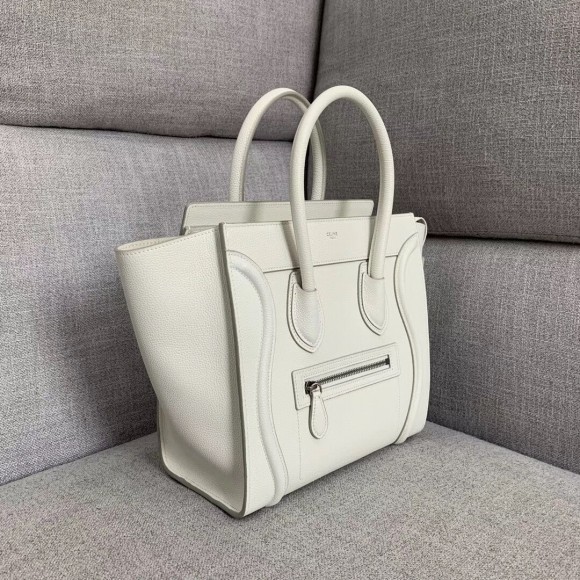 Ce**e micro luggage tote bag in white drummed calfskin