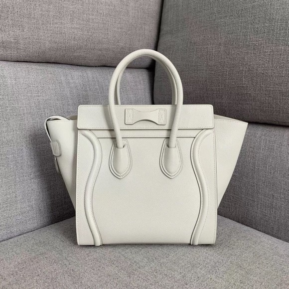 Ce**e micro luggage tote bag in white drummed calfskin