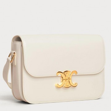 Celine Triomphe Teen Bag In White Leather Celine Triomphe Teen Bag In White Leather