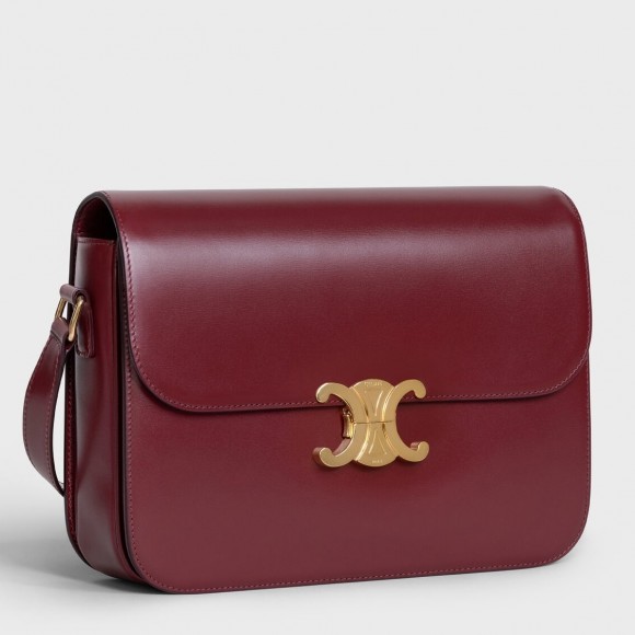 Ce**e triomphe large bag in bordeaux calfskin