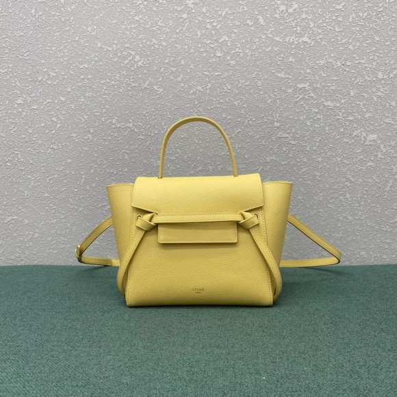 Ce**e belt nano bag in yellow grained calfskin