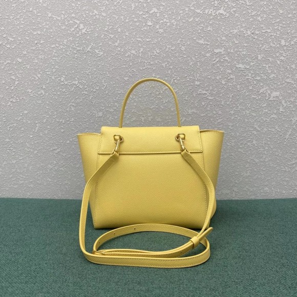 Ce**e belt nano bag in yellow grained calfskin