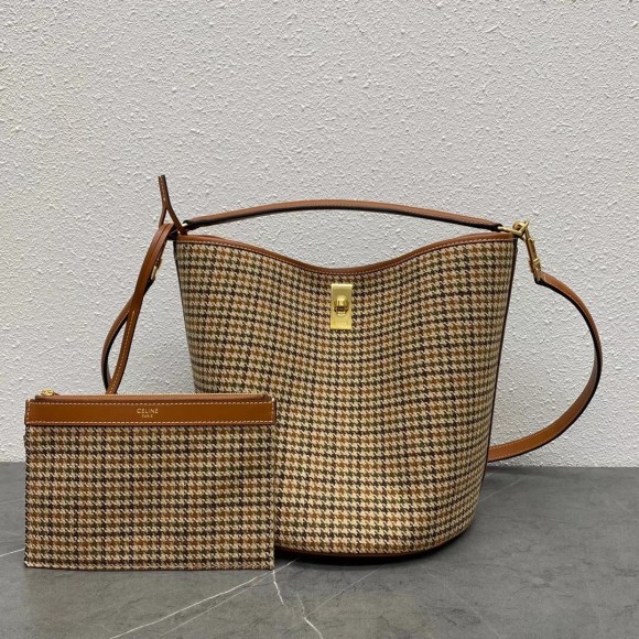 Ce**e bucket 16 bag in tweed and calfskin