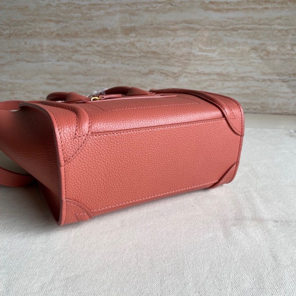 Ce**e nano luggage tote bag in orange drummed calfskin