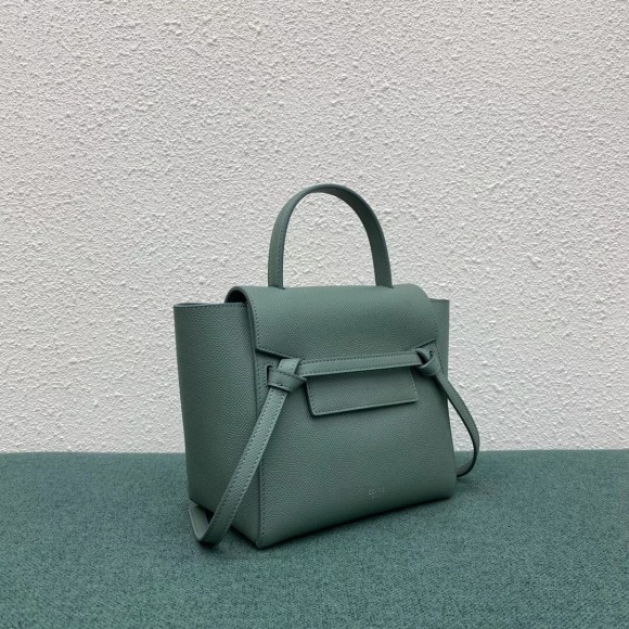 Ce**e belt nano bag in celadon grained calfskin