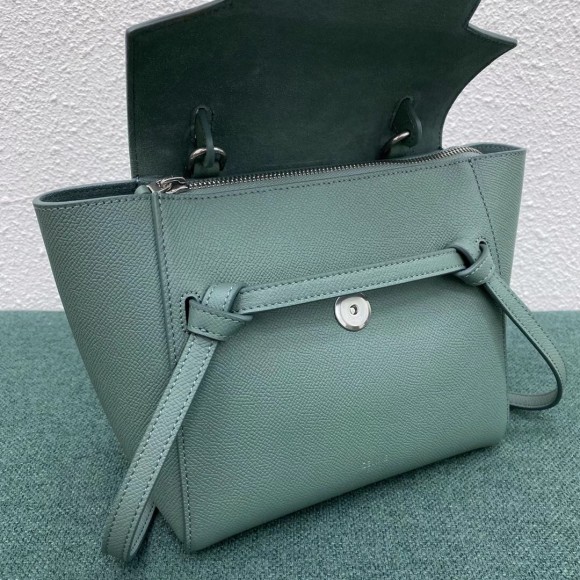 Ce**e belt nano bag in celadon grained calfskin