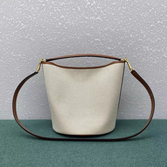 Ce**e bucket 16 bag in textile and calfskin