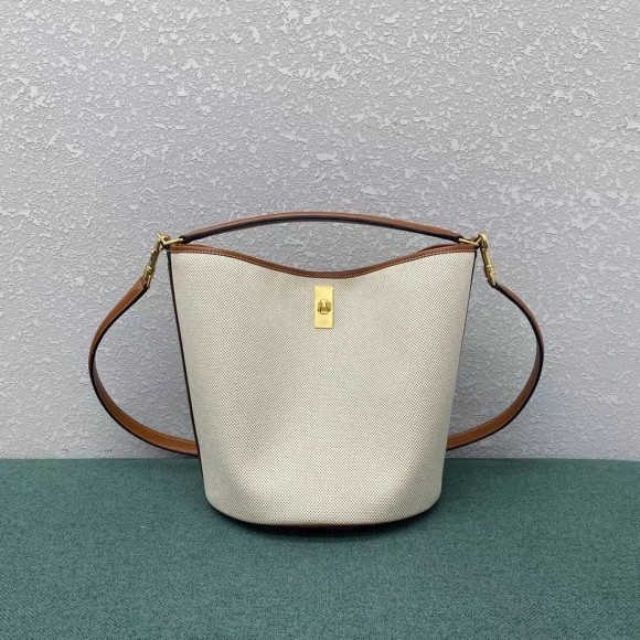 Ce**e bucket 16 bag in textile and calfskin