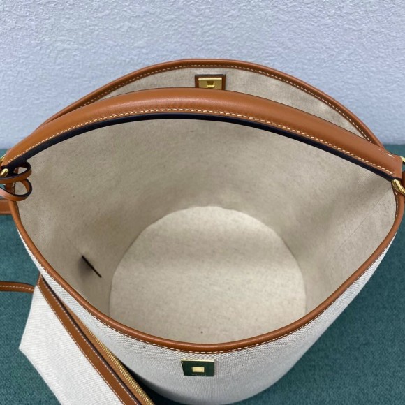 Ce**e bucket 16 bag in textile and calfskin