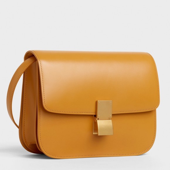 Ce**e classic box medium bag in yellow box calfskin