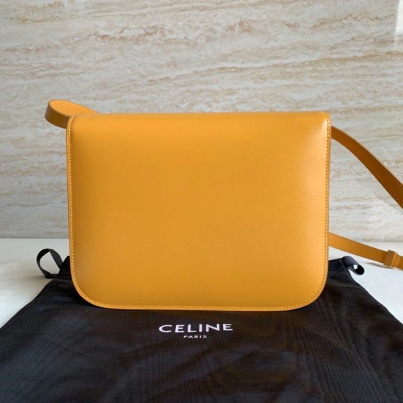 Ce**e classic box medium bag in yellow box calfskin