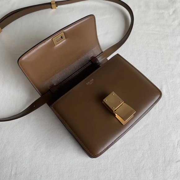 Ce**e classic box small bag in camel box calfskin