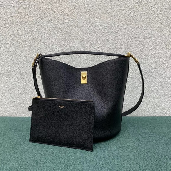 Ce**e bucket 16 bag in black grained calfskin