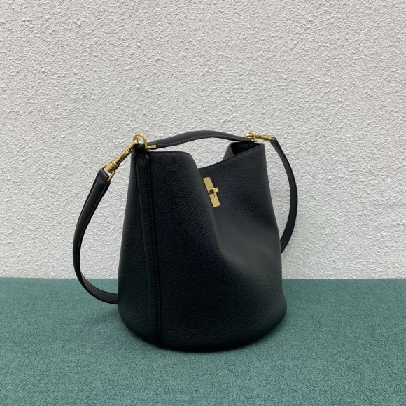 Ce**e bucket 16 bag in black grained calfskin