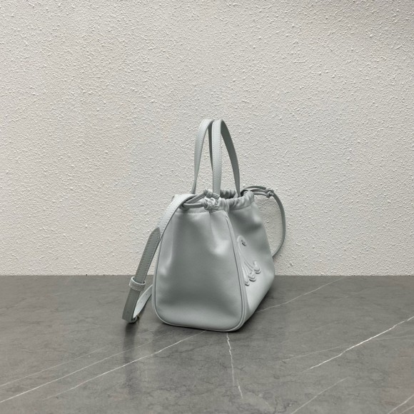 Ce**e small cabas drawstring cuir triomphe bag in blue calfskin