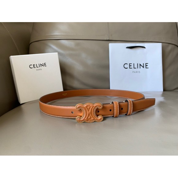 Ce**e medium cuir triomphe belt 25mm in brown calfskin