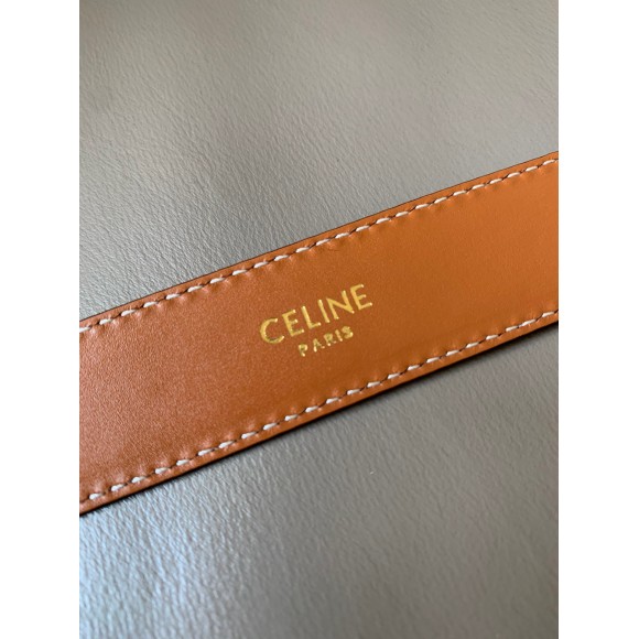 Ce**e medium cuir triomphe belt 25mm in brown calfskin