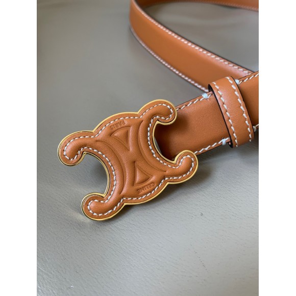 Ce**e medium cuir triomphe belt 25mm in brown calfskin