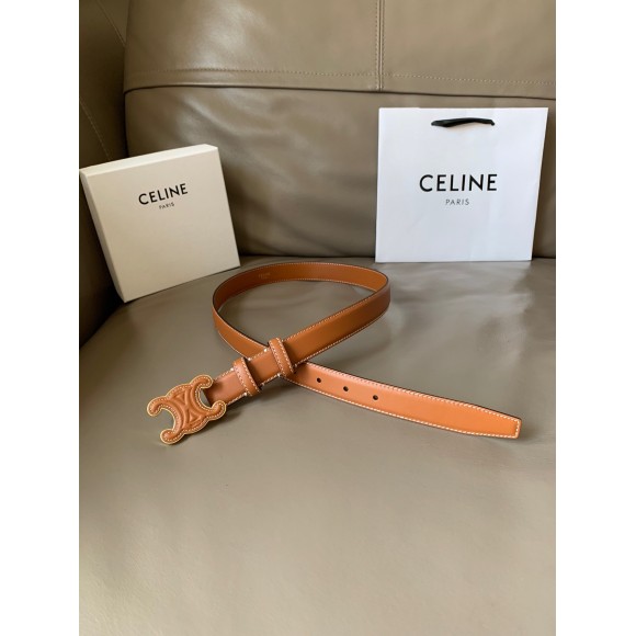 Ce**e medium cuir triomphe belt 25mm in brown calfskin