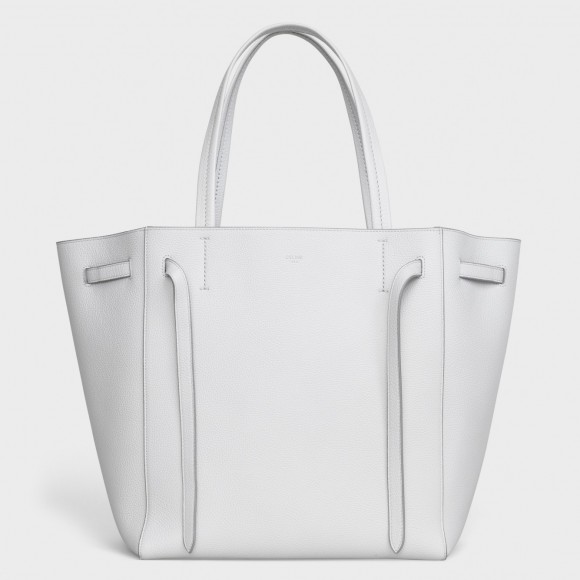 Ce**e small cabas phantom bag in white grained calfskin