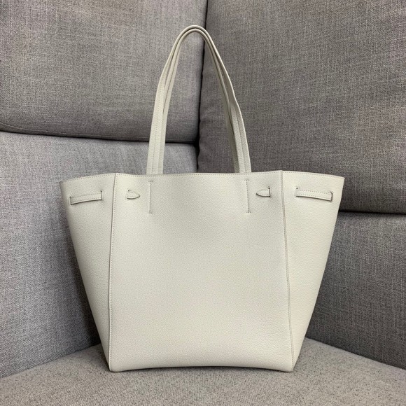 Ce**e small cabas phantom bag in white grained calfskin