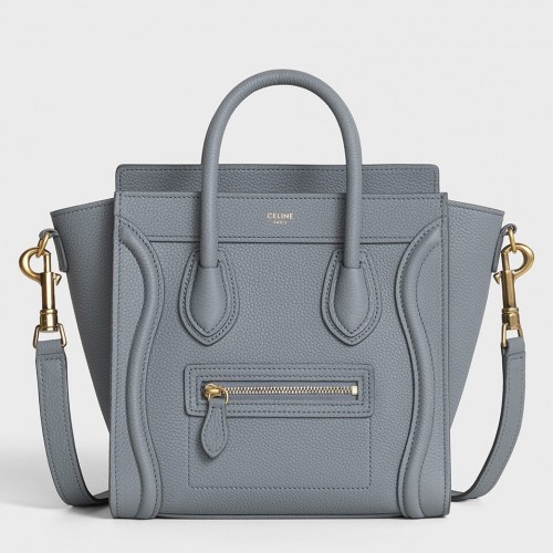 Celine Nano Luggage Tote Bag In Kohl Drummed Calfskin