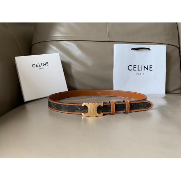 Ce**e medium triomphe belt 25mm in tan triomphe canvas