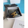 Celine Small Triomphe Belt 18MM in Black Calfskin
