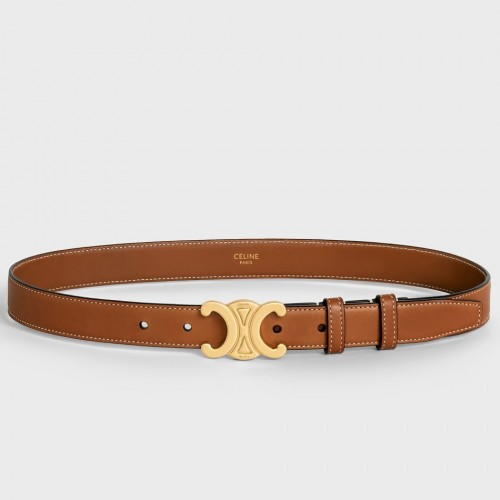 Celine Medium Triomphe Belt 25MM in Brown Calfskin