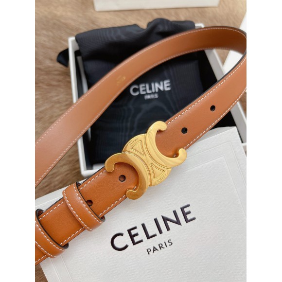 Ce**e medium triomphe belt 25mm in brown calfskin